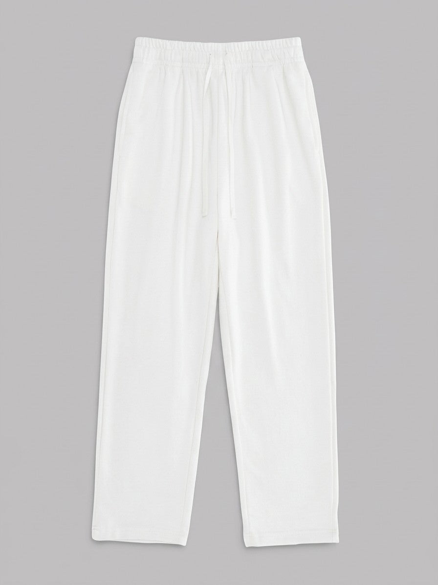 Acquapendente Men's Fleece-Lined Straight Baggy Sweatpants — white — packshot