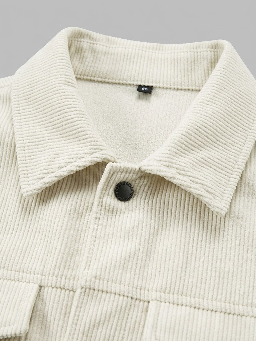 Acqui Men's Fine-Wale Corduroy Trucker Jacket — beige — detail-2