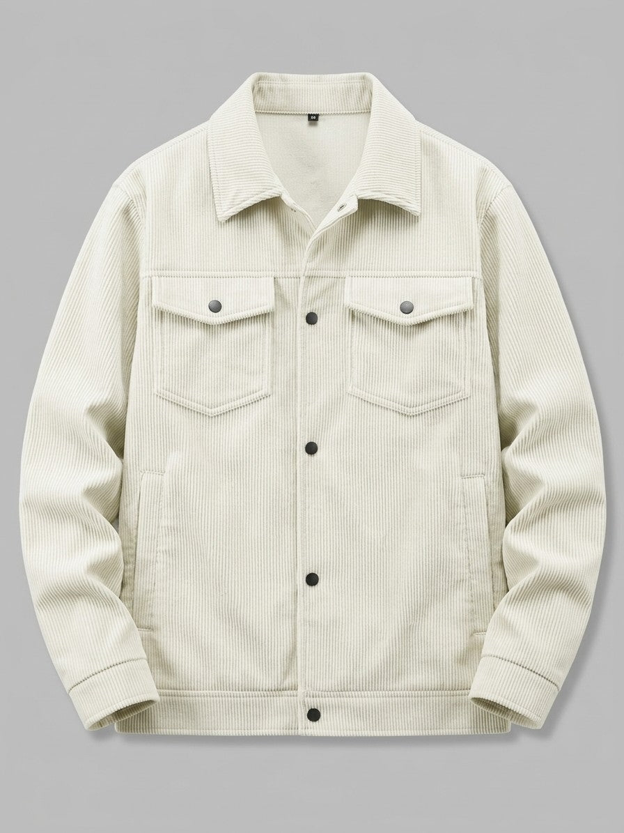 Acqui Men's Fine-Wale Corduroy Trucker Jacket — beige — packshot
