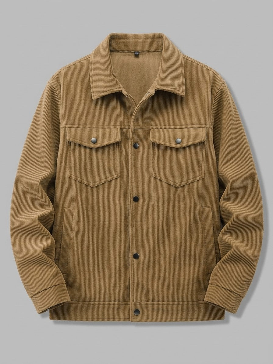 Acqui Men's Fine-Wale Corduroy Trucker Jacket — coffee — packshot