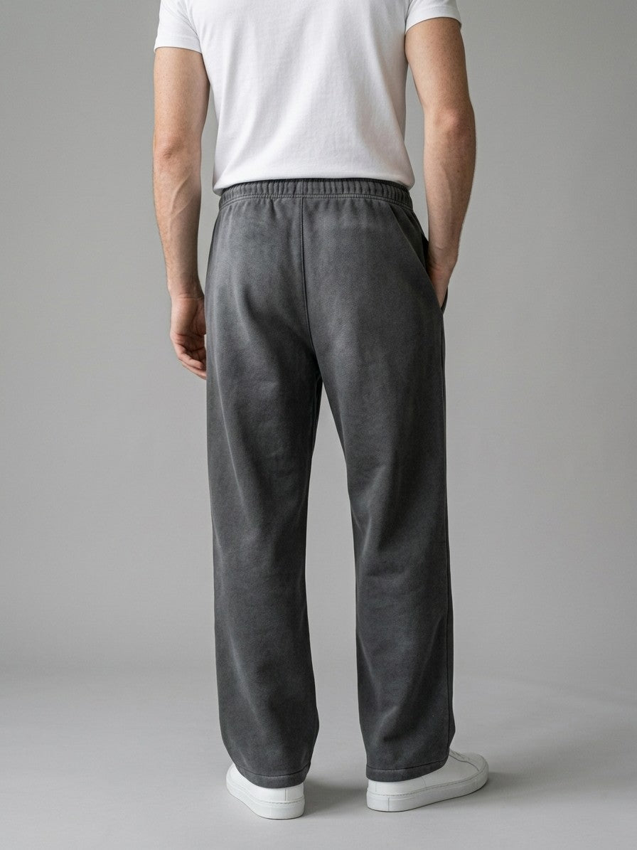 Agnone Men's Sun-Faded Wide Baggy Sweatpants — washedcharcoal — back