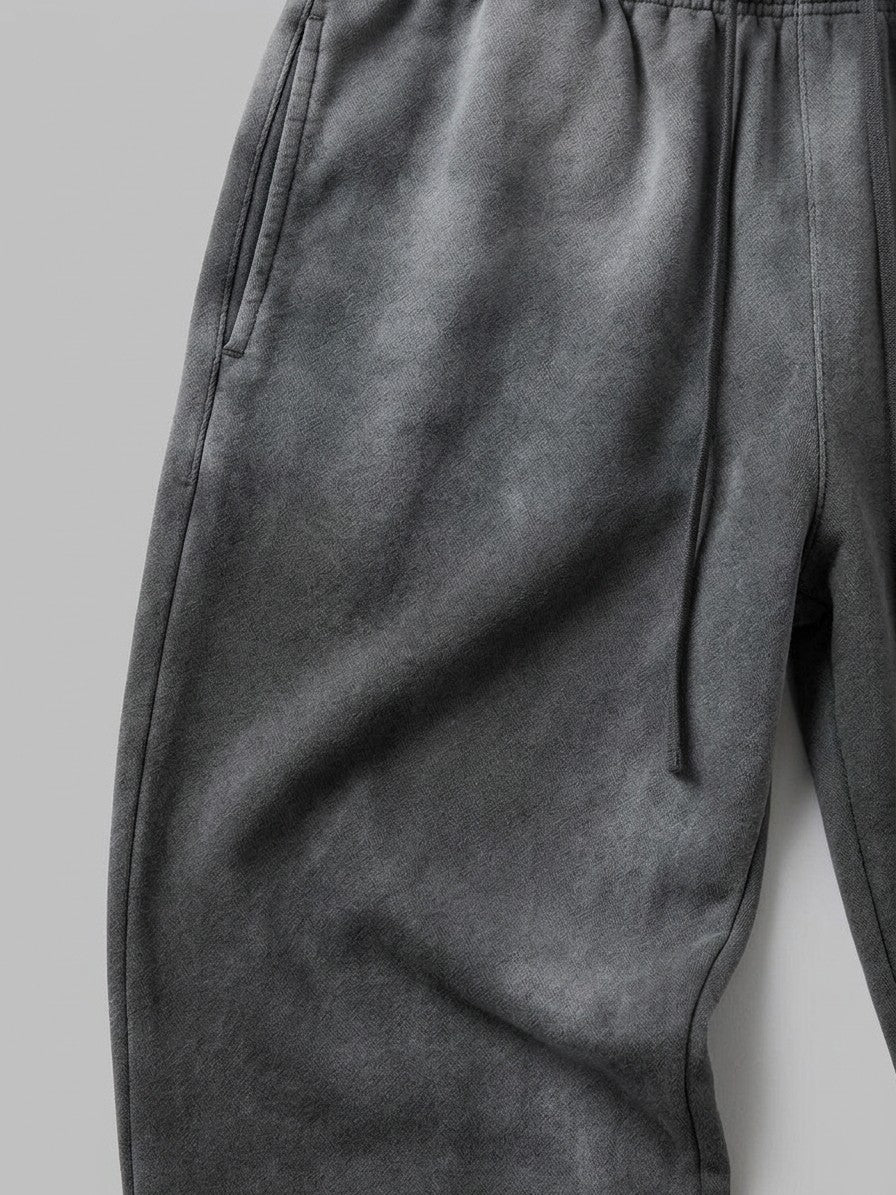 Agnone Men's Sun-Faded Wide Baggy Sweatpants — washedcharcoal — detail-2