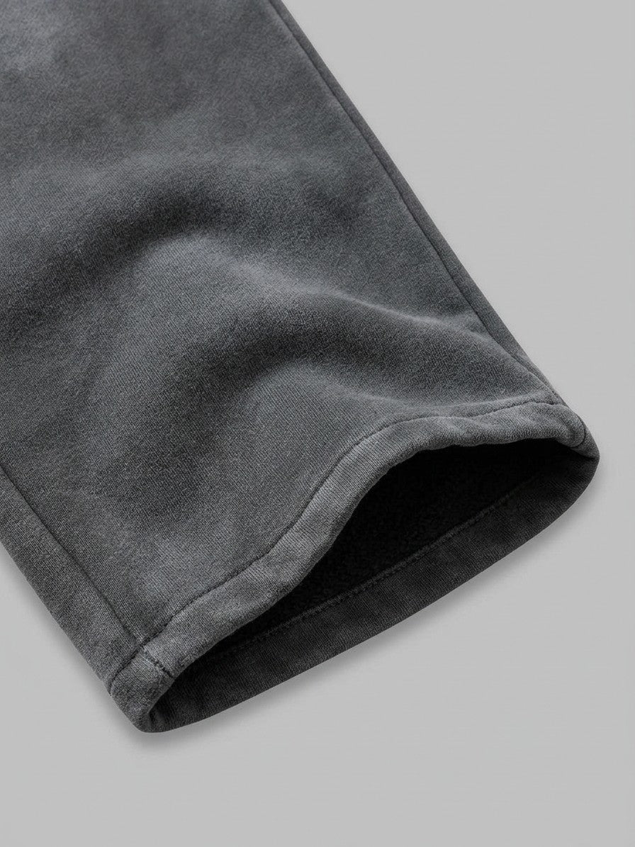 Agnone Men's Sun-Faded Wide Baggy Sweatpants — washedcharcoal — detail-collar