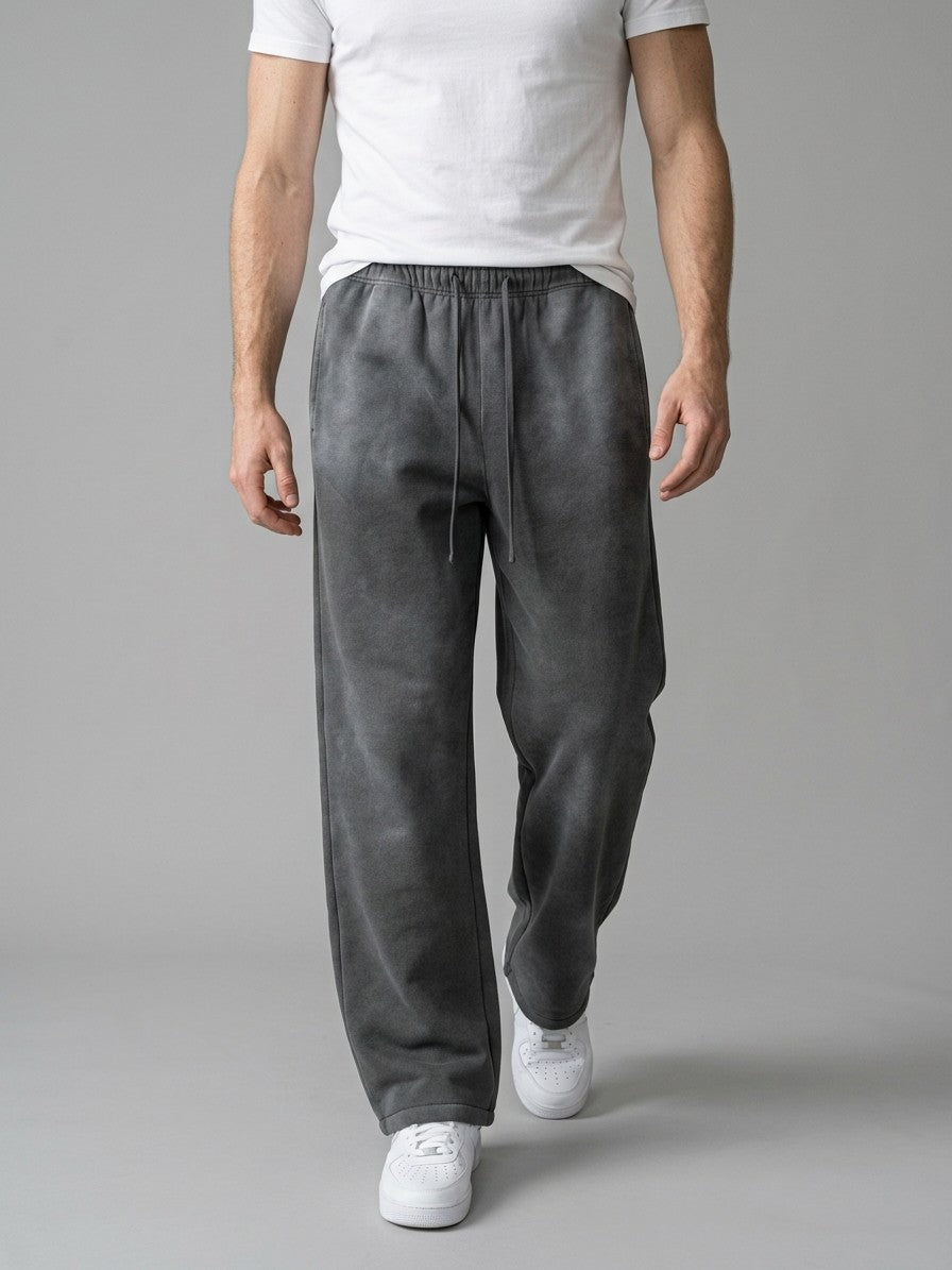 Agnone Men's Sun-Faded Wide Baggy Sweatpants — washedcharcoal — front