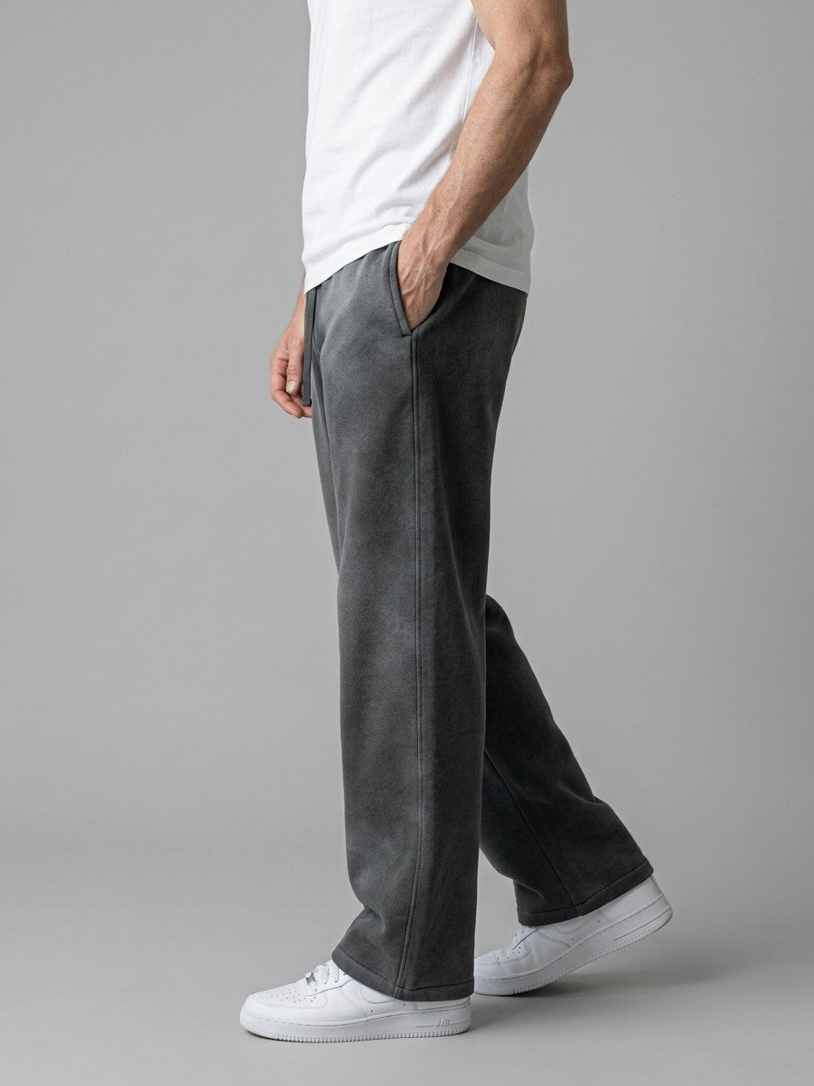 Agnone Men's Sun-Faded Wide Baggy Sweatpants — washedcharcoal — side