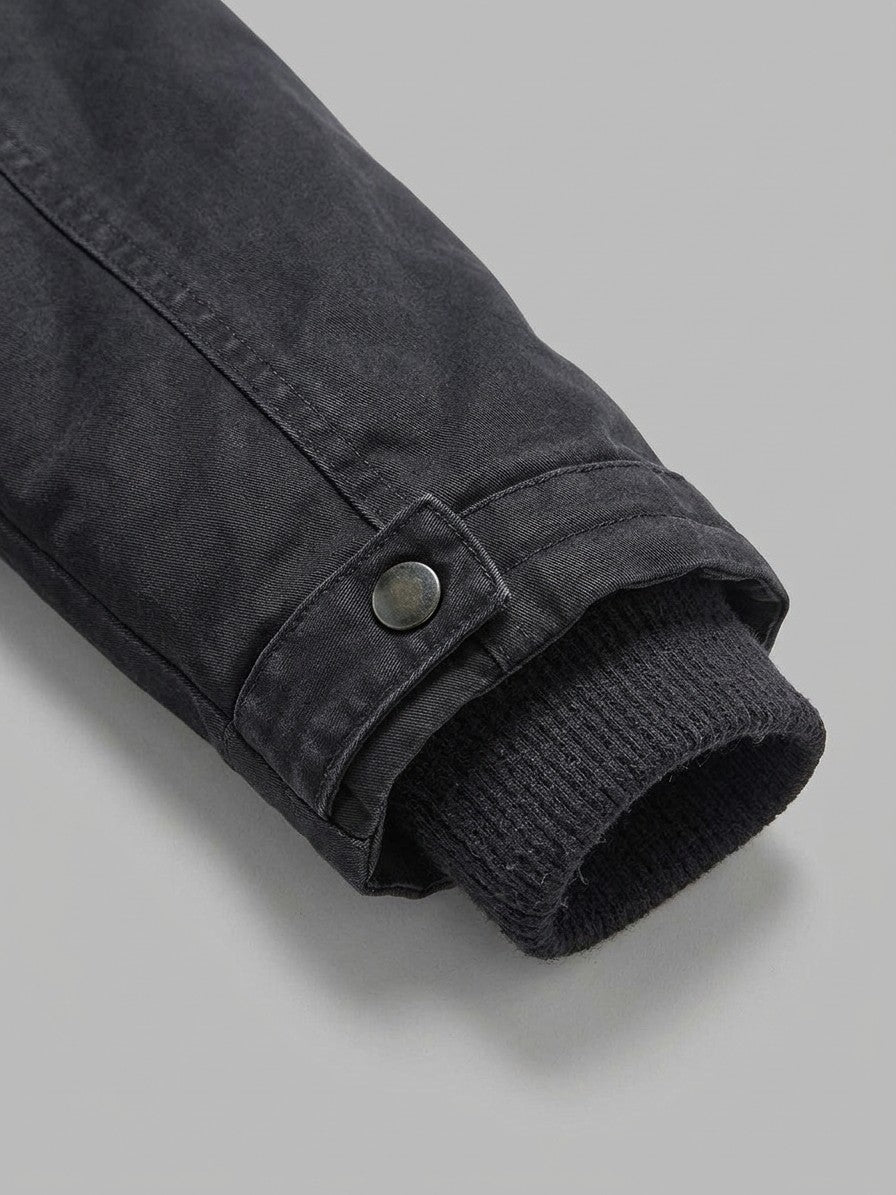 Agordo Men's Sherpa-Lined M-51 Parka — black — detail-collar