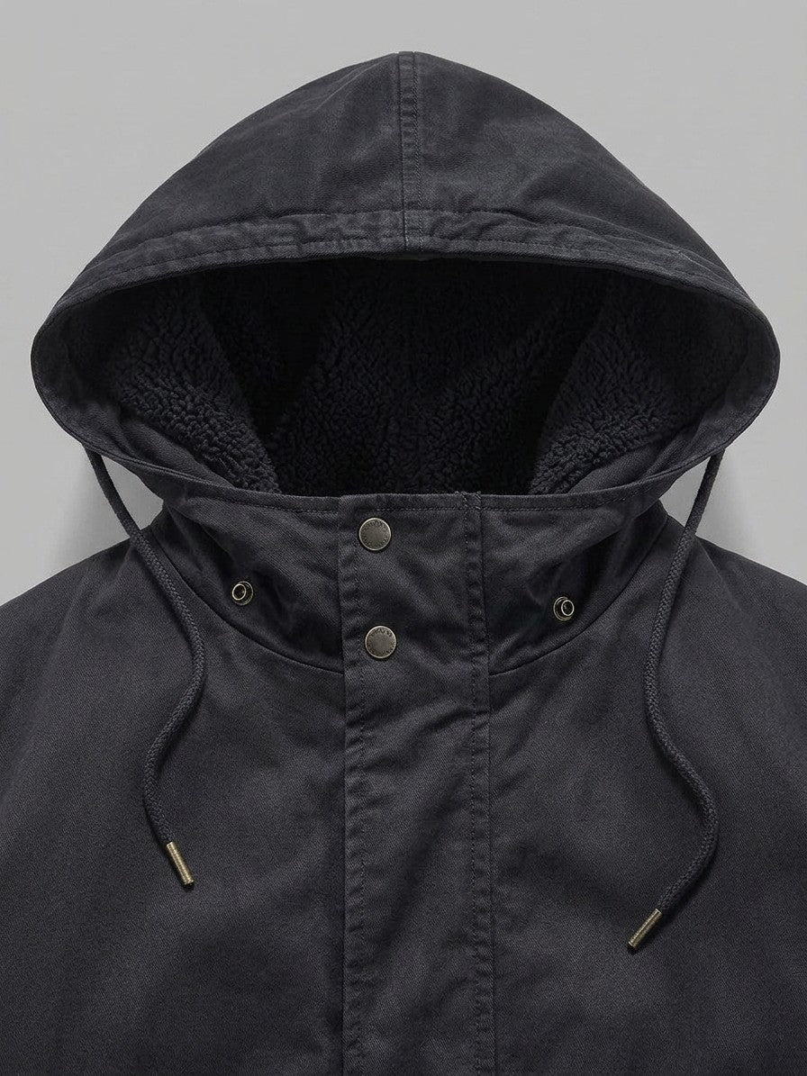 Agordo Men's Sherpa-Lined M-51 Parka — black — detail