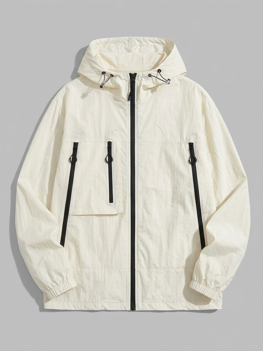 Agrigento Men's Hooded Utility Windbreaker — cream — packshot