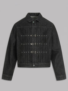 Agropoli Men's Studded Denim Trucker Jacket