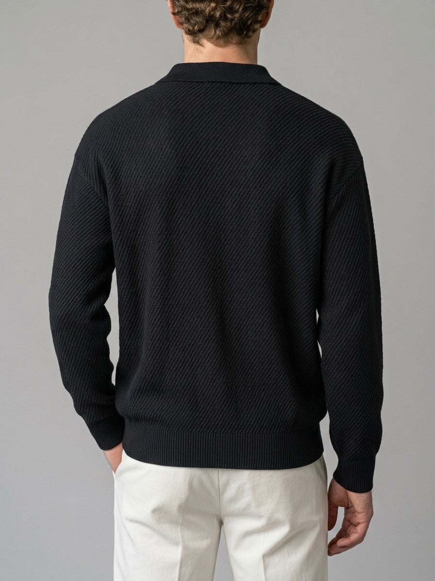 Alassio Men's Textured Knit Top — black — back