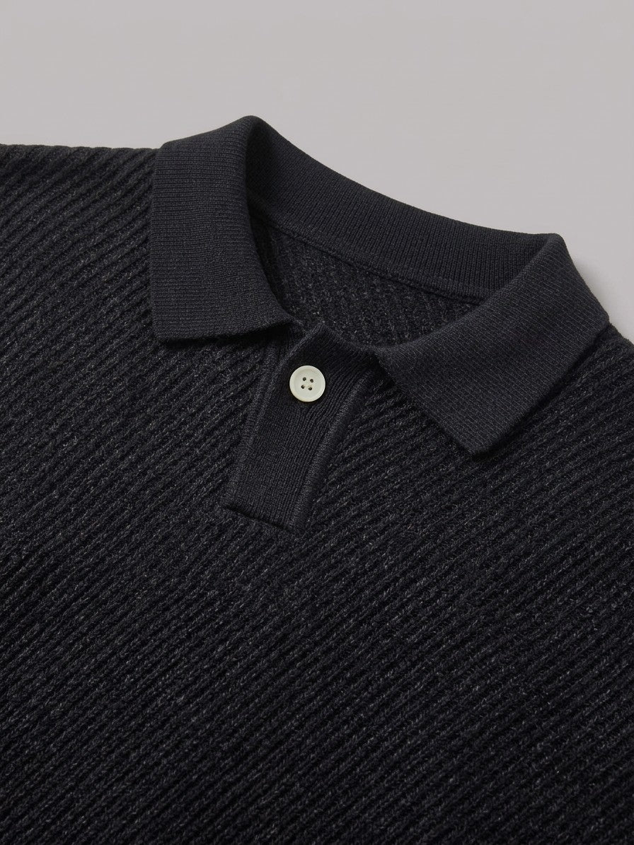 Alassio Men's Textured Knit Top — black — detail