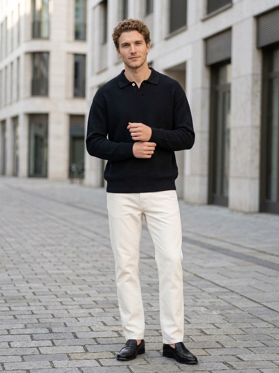 Alassio Men's Textured Knit Top — black — lifestyle