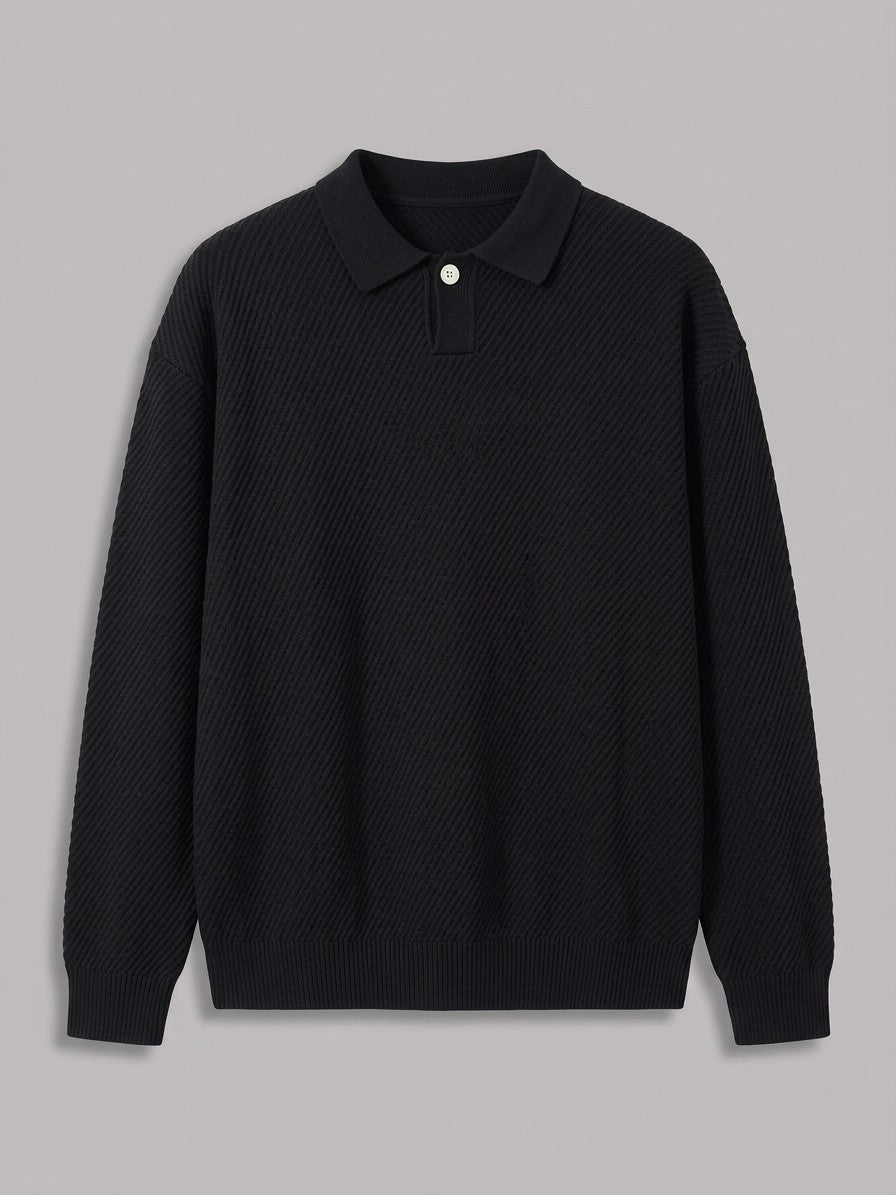Alassio Men's Textured Knit Top — black — packshot