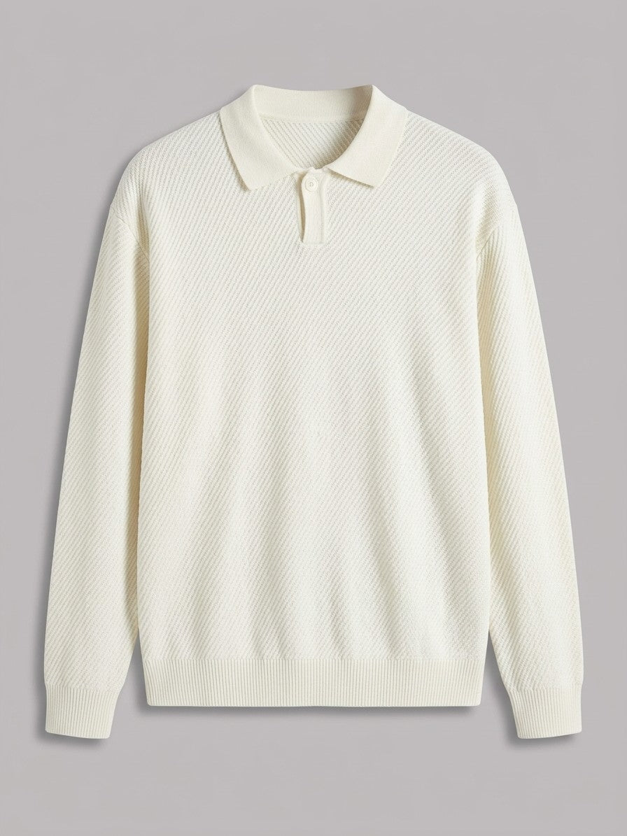 Alassio Men's Textured Knit Top — white — packshot