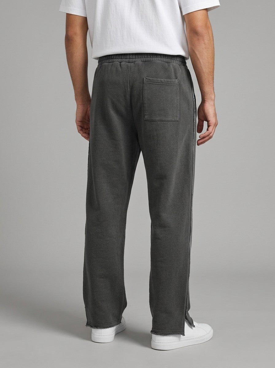 Alatri Men's Raw-Seam Vintage Baggy Sweatpants — washedcharcoal — back