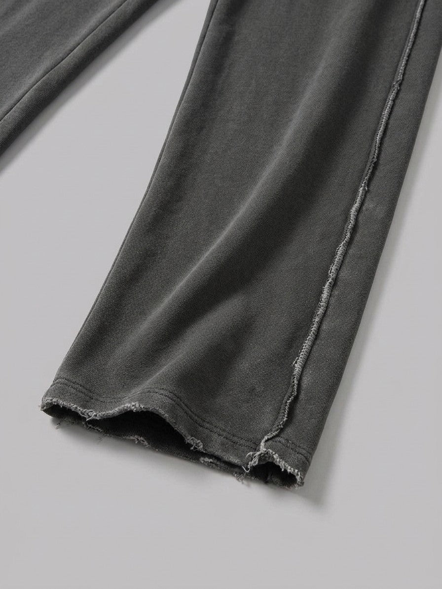 Alatri Men's Raw-Seam Vintage Baggy Sweatpants — washedcharcoal — detail-2