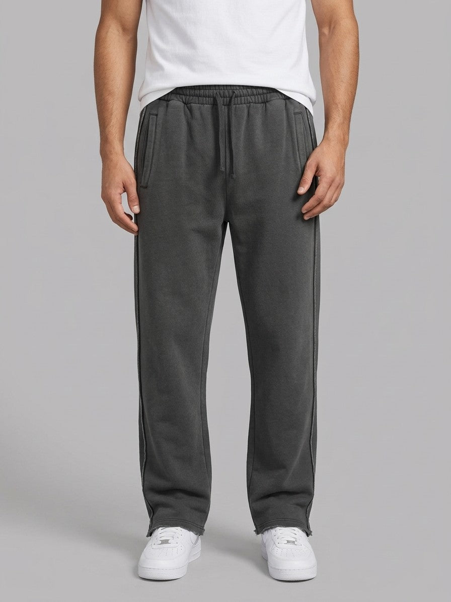 Alatri Men's Raw-Seam Vintage Baggy Sweatpants — washedcharcoal — front