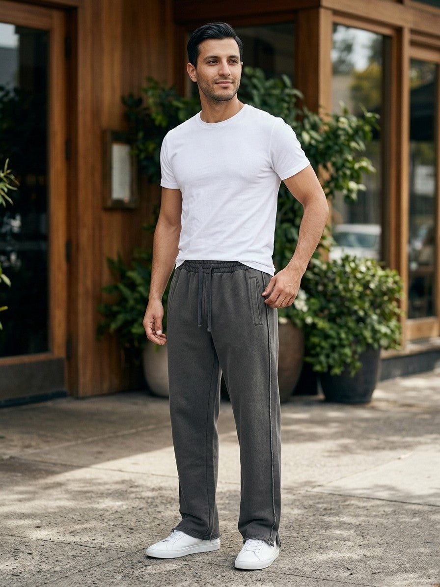 Alatri Men's Raw-Seam Vintage Baggy Sweatpants — washedcharcoal — lifestyle