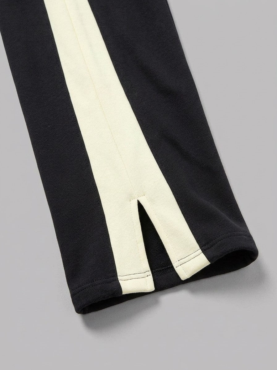 Albano Men's Split-Hem Side-Stripe Baggy Sweatpants — black — detail-2