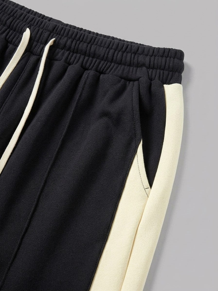 Albano Men's Split-Hem Side-Stripe Baggy Sweatpants — black — detail