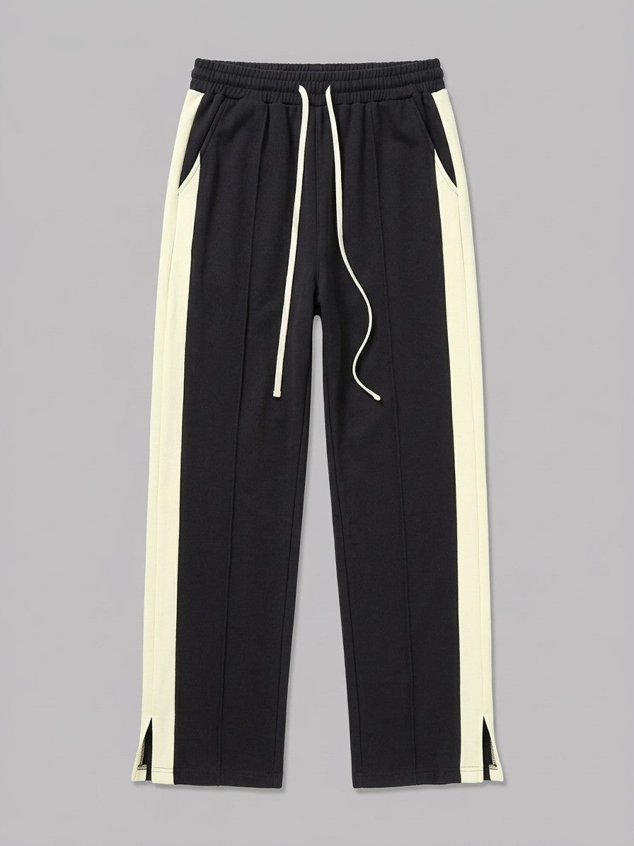 Albano Men's Split-Hem Side-Stripe Baggy Sweatpants — black — packshot