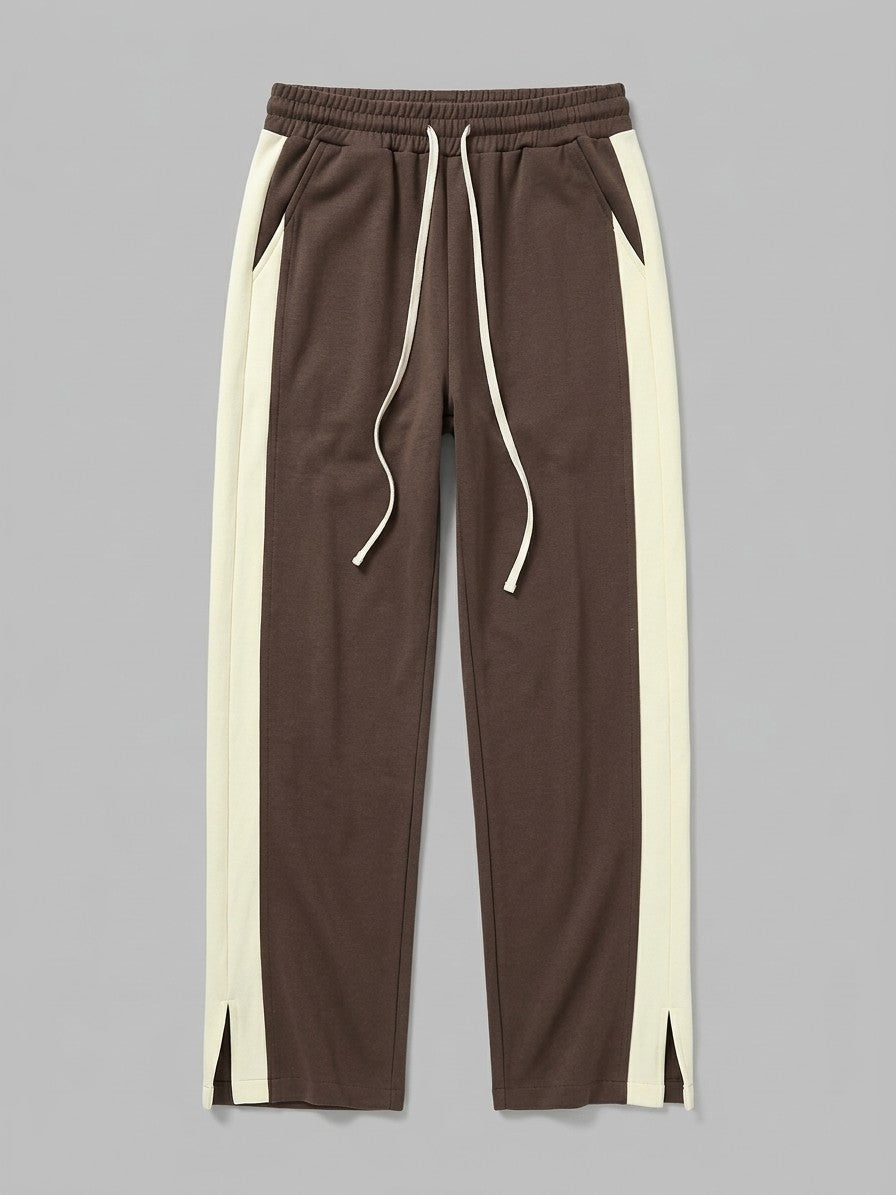 Albano Men's Split-Hem Side-Stripe Baggy Sweatpants — brown — packshot