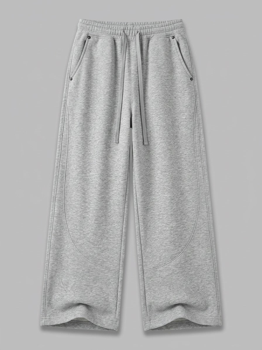 Albenga Men's Curved-Seam Wide-Leg Sweatpants — gray — packshot