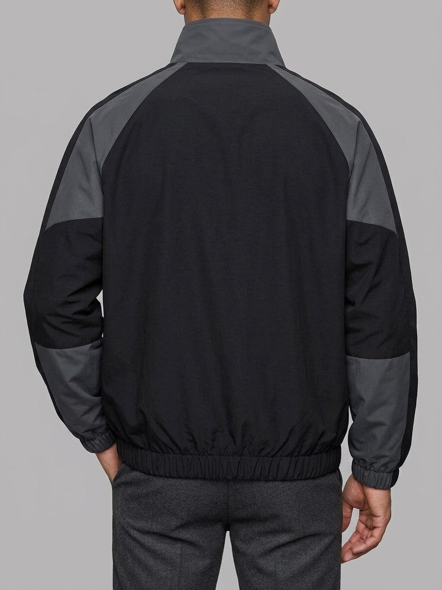 Alberobello Men's Two-Tone Track Windbreaker — black — back