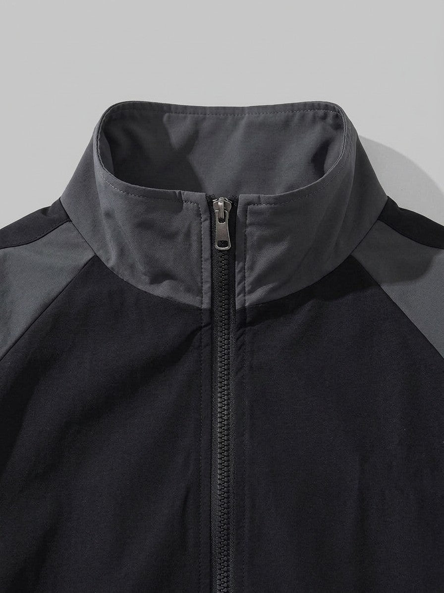 Alberobello Men's Two-Tone Track Windbreaker — black — detail-2