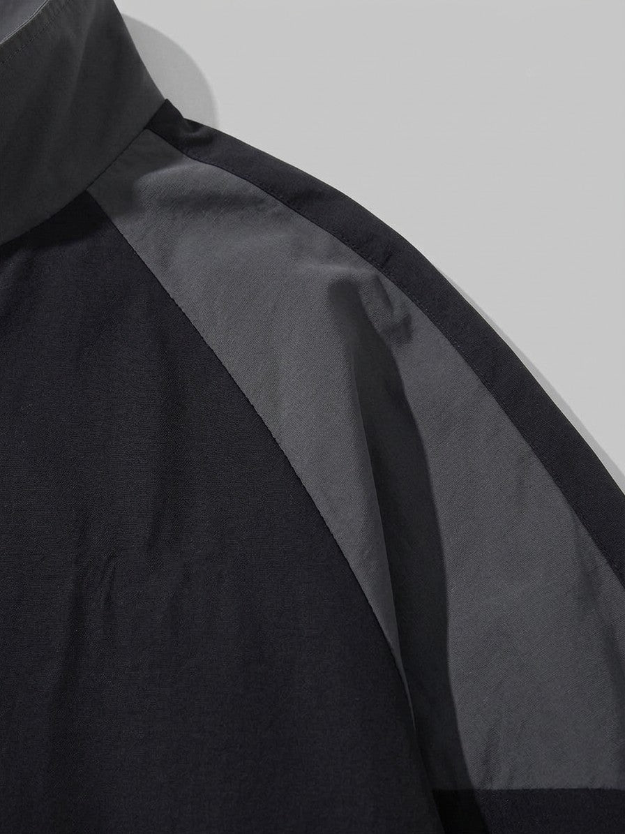 Alberobello Men's Two-Tone Track Windbreaker — black — detail