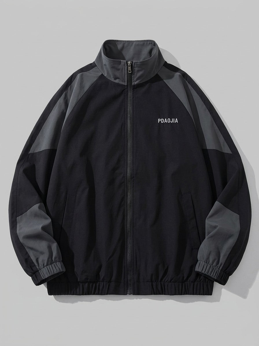 Alberobello Men's Two-Tone Track Windbreaker — black — packshot