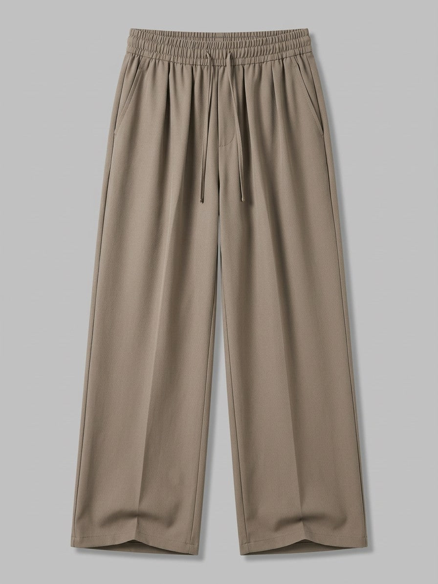 Alcamo Men's Pressed-Crease Twill Wide-Leg Pants — taupe — packshot
