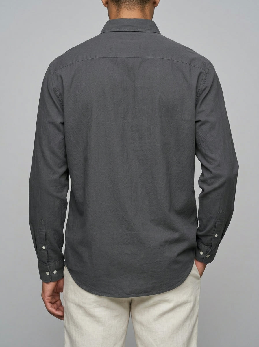 Alessio Men's Relaxed Cotton Shirt — grey — back