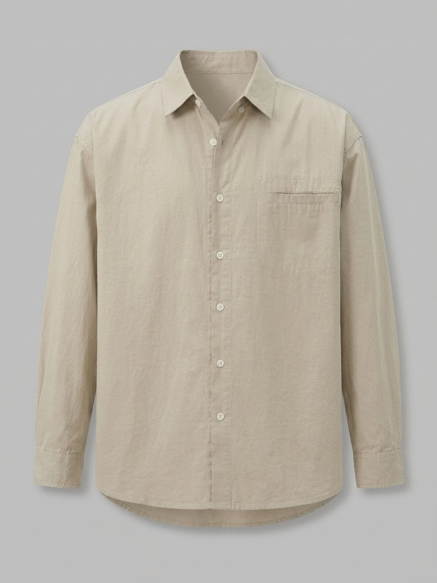 Alessio Men's Relaxed Cotton Shirt — khaki — packshot