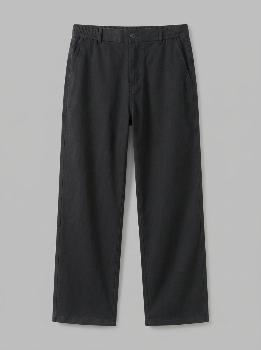 Alessio Men's Relaxed-Waist Pocketed Trousers — black — packshot