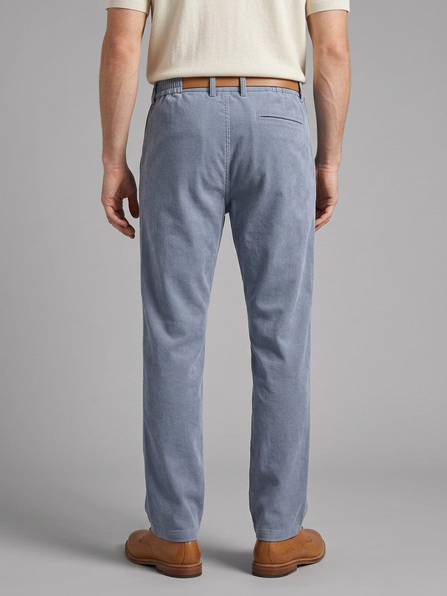 Alessio Men's Relaxed-Waist Pocketed Trousers — lightblue — back