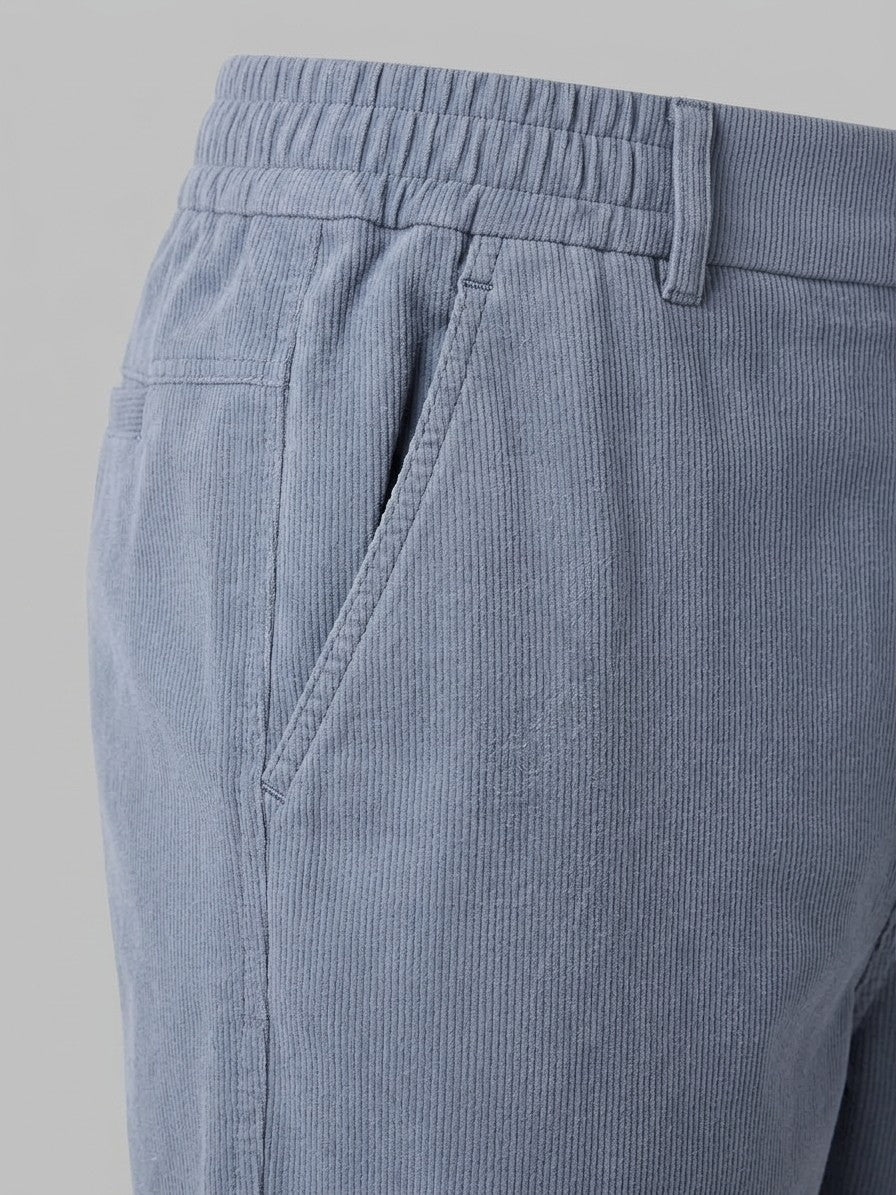Alessio Men's Relaxed-Waist Pocketed Trousers — lightblue — detail-2