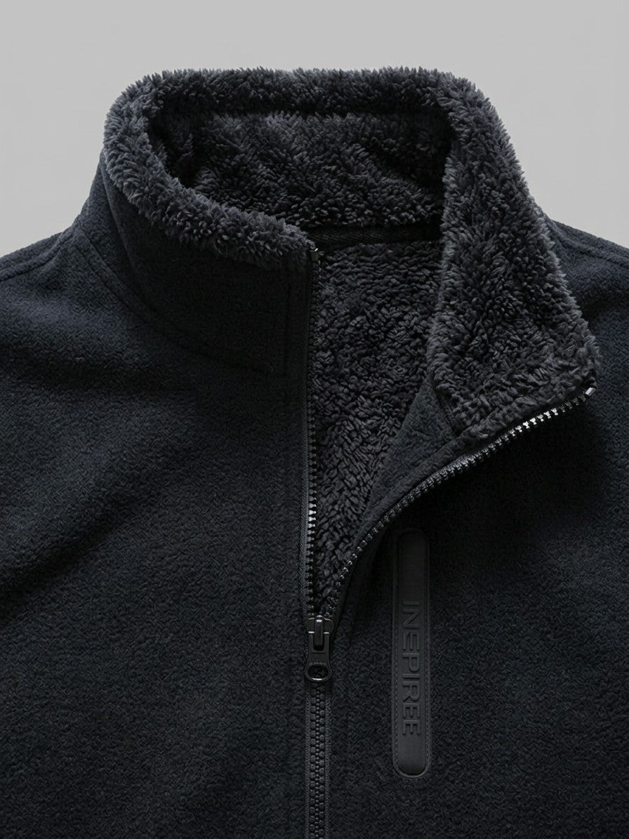 Alghero Men's Polar Fleece Plush-Lined Zip Jacket — black — detail-2