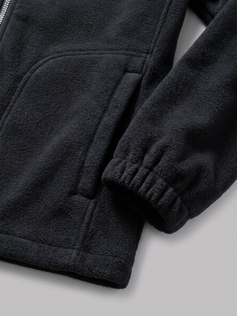 Alghero Men's Polar Fleece Plush-Lined Zip Jacket — black — detail-collar