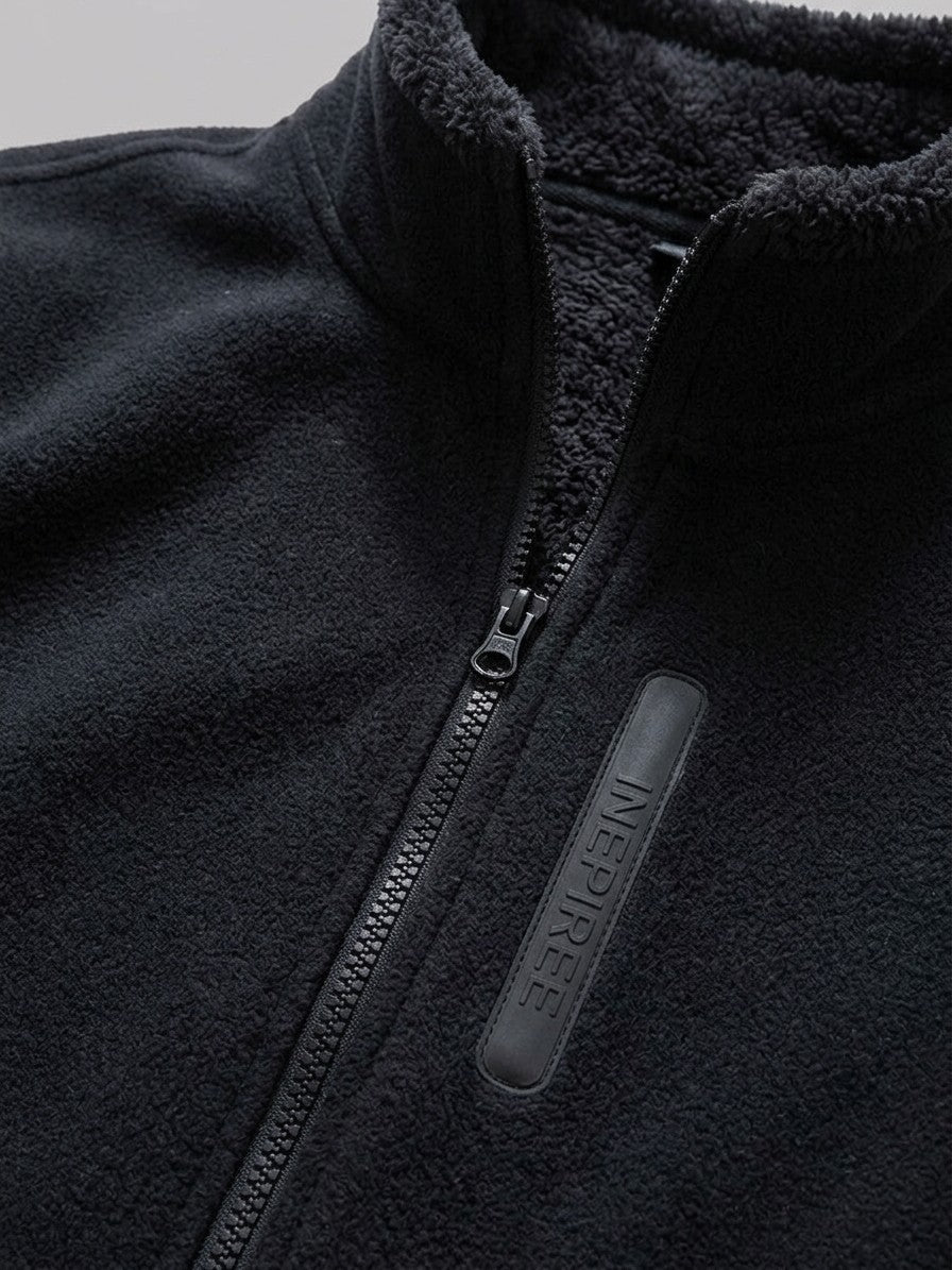 Alghero Men's Polar Fleece Plush-Lined Zip Jacket — black — detail