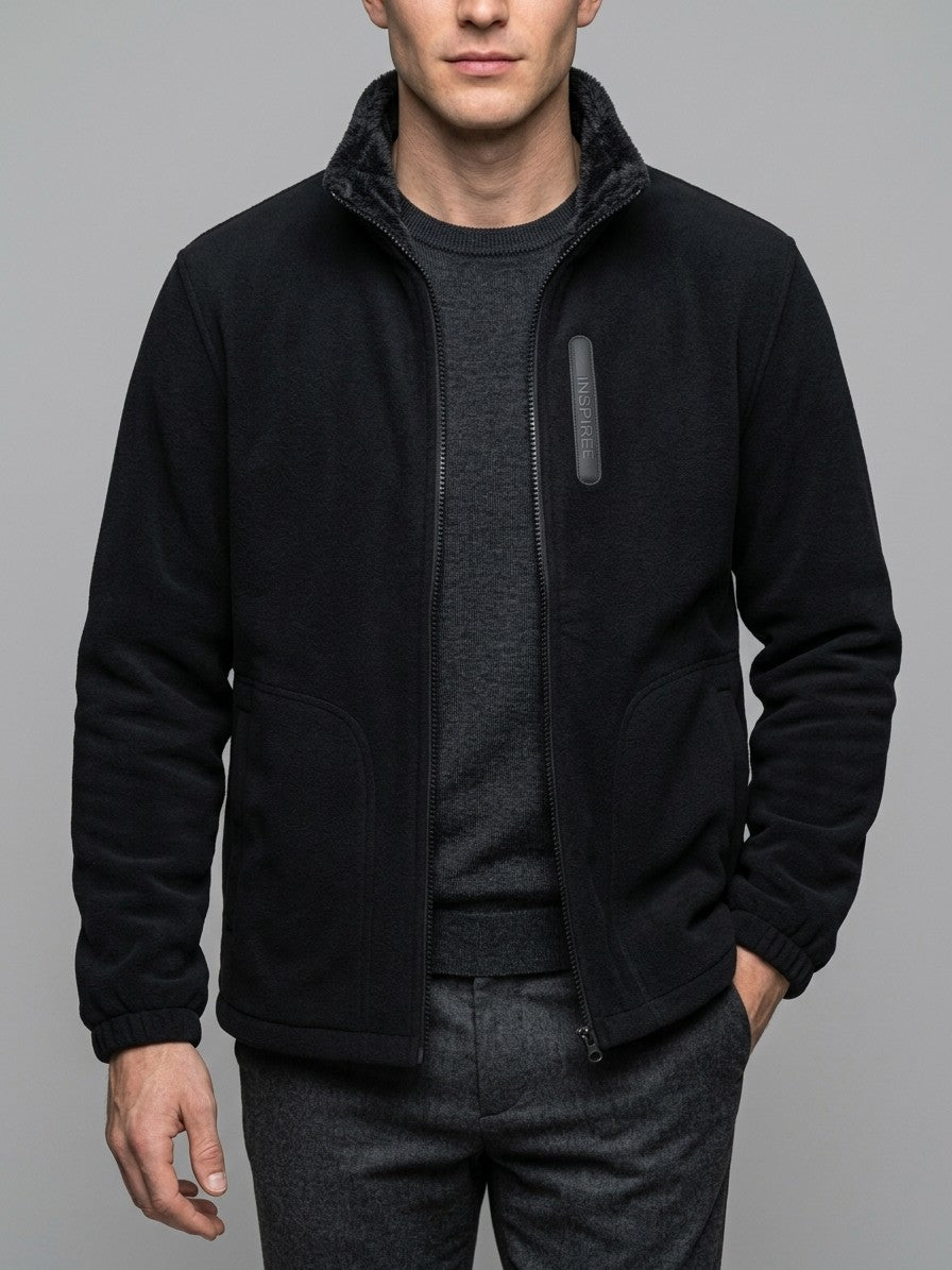 Alghero Men's Polar Fleece Plush-Lined Zip Jacket — black — front