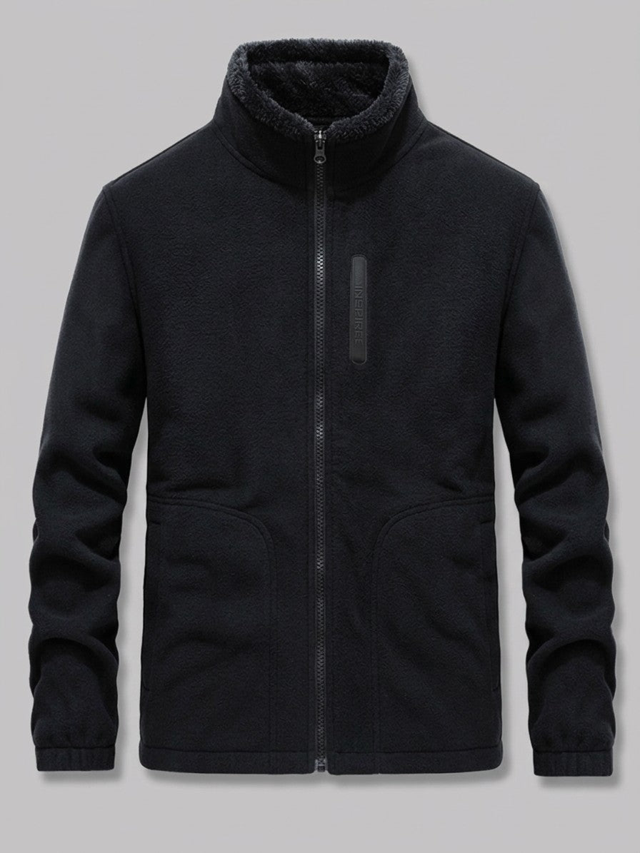 Alghero Men's Polar Fleece Plush-Lined Zip Jacket — black — packshot