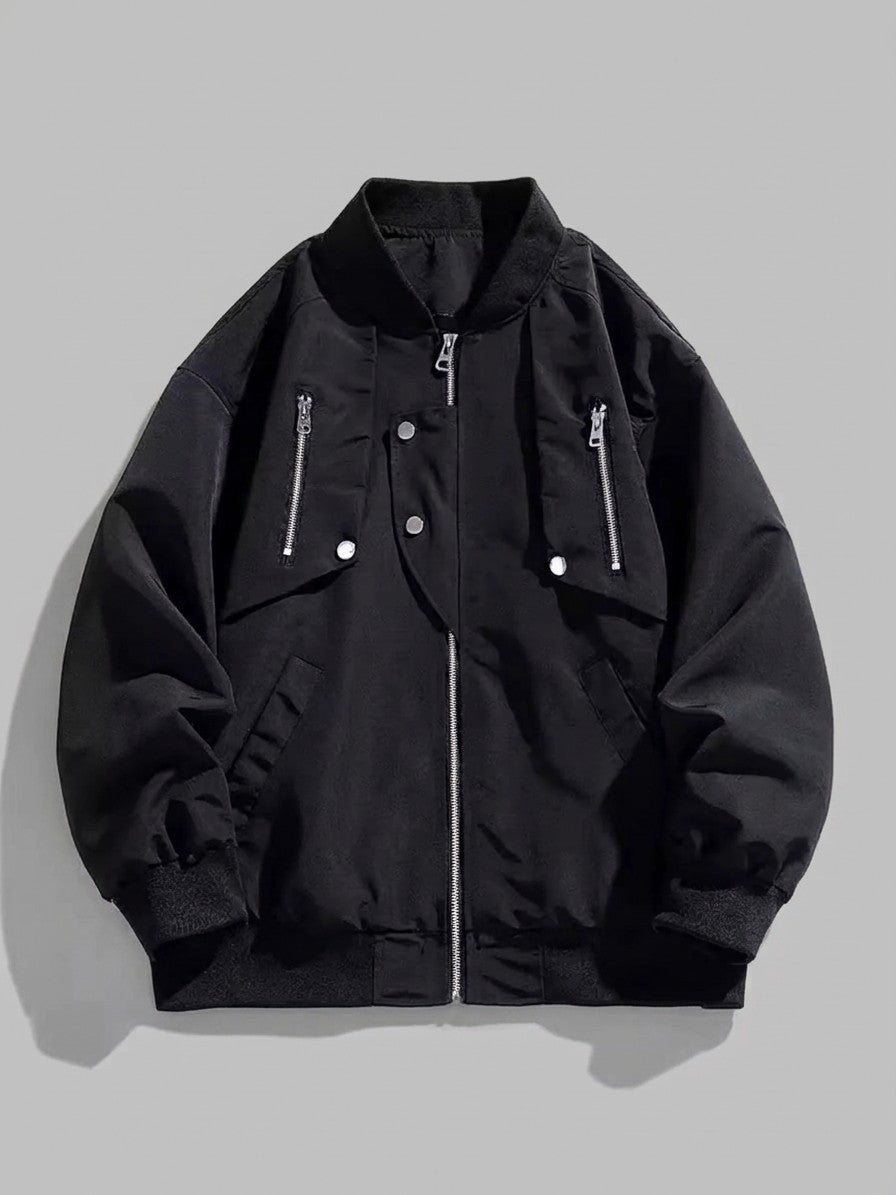 Altamura Men's Oversized Utility Bomber Jacket — black — packshot