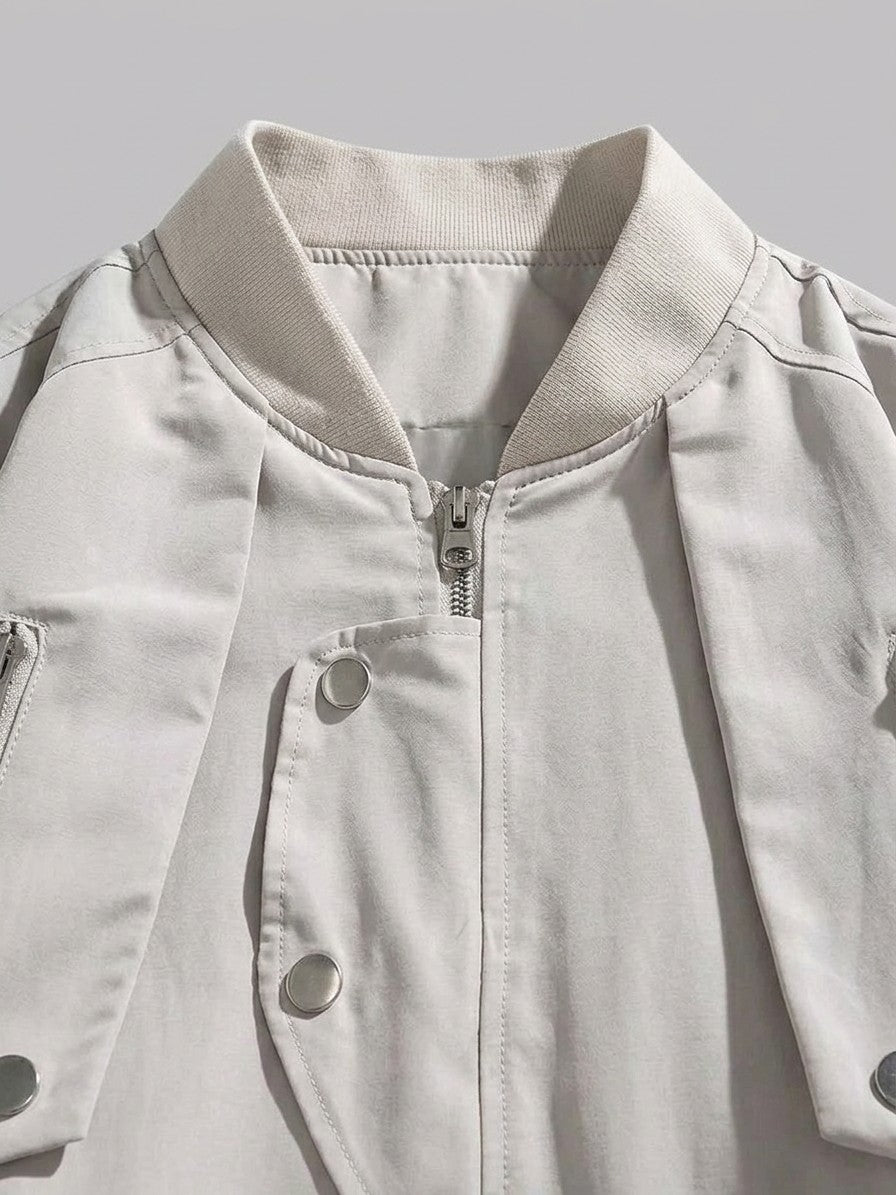 Altamura Men's Oversized Utility Bomber Jacket — lightstone — detail-2