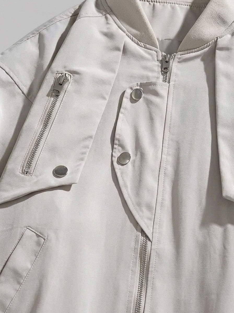 Altamura Men's Oversized Utility Bomber Jacket — lightstone — detail