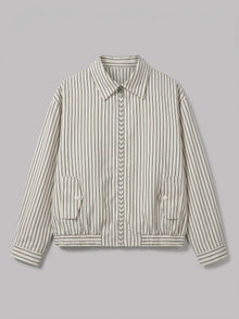 Amatrice Men's Pinstripe Cropped Harrington Jacket