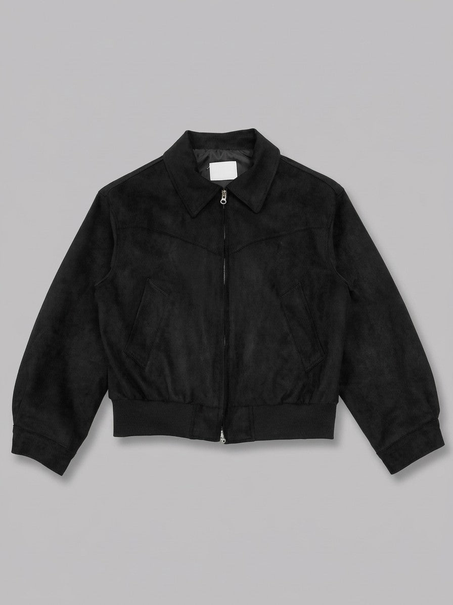 Amelia Men's Western-Yoke Faux Suede Jacket — black — packshot