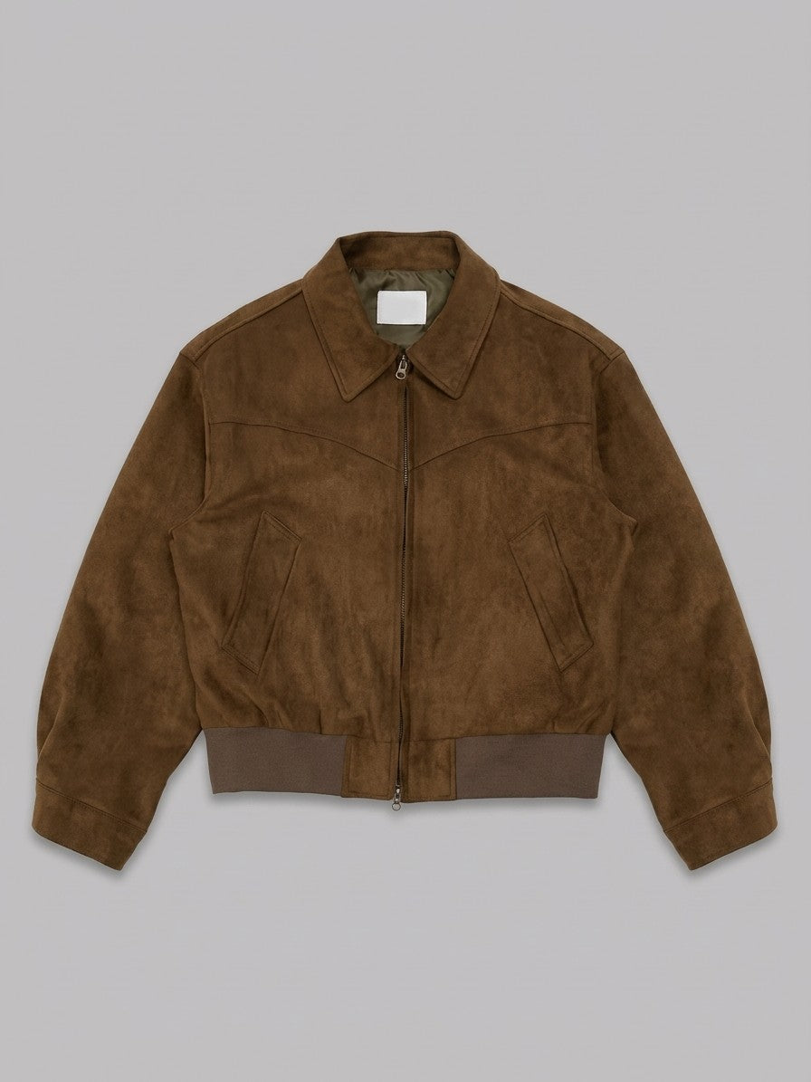 Amelia Men's Western-Yoke Faux Suede Jacket — brown — packshot
