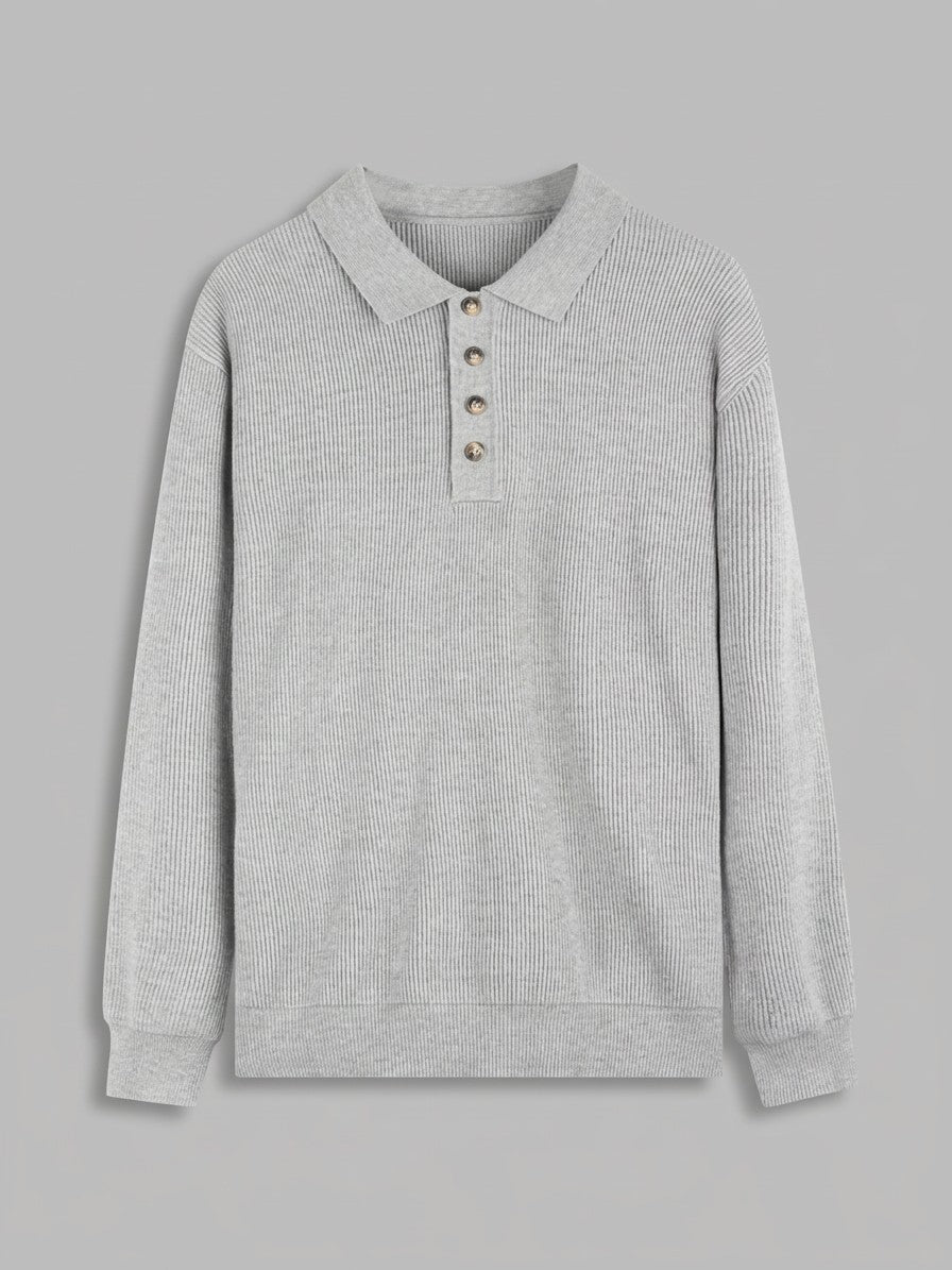 Anacapri Men's Ribbed Knit Polo Sweater — lightgray — packshot