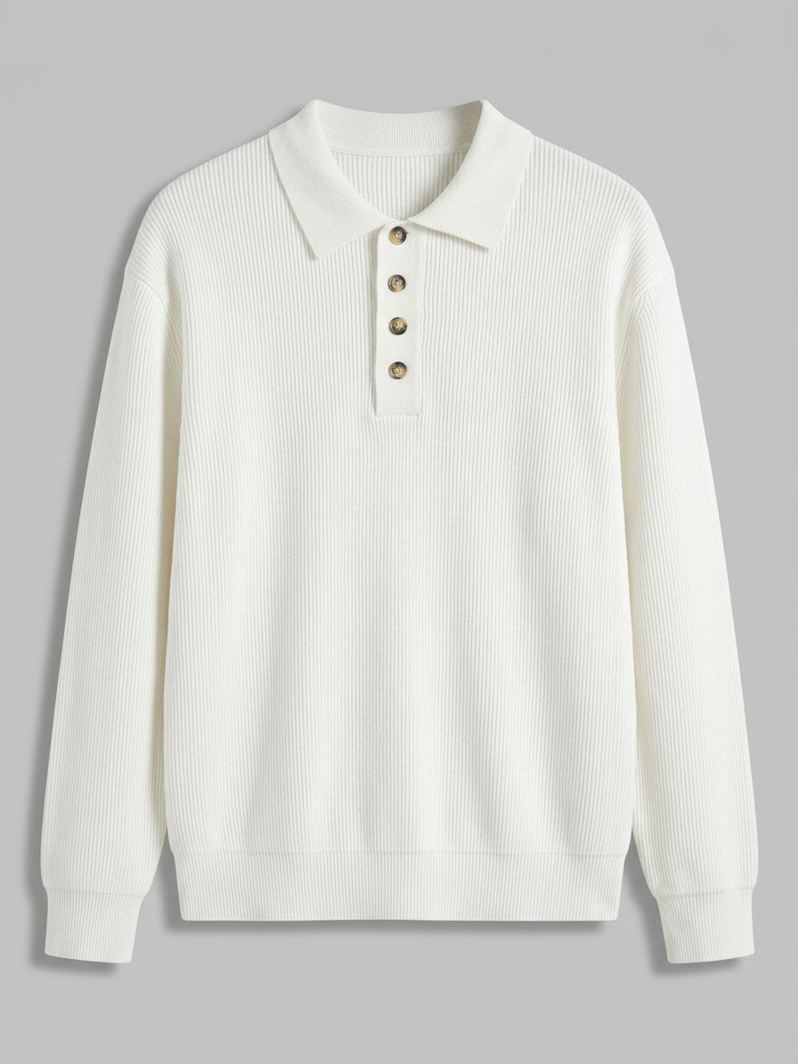 Anacapri Men's Ribbed Knit Polo Sweater — white — packshot